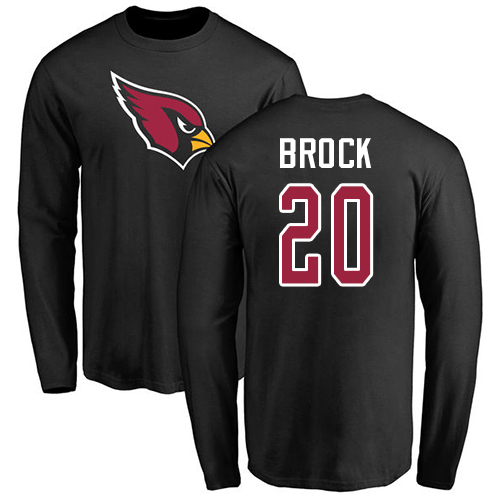 Arizona Cardinals Men Black Tramaine Brock Name And Number Logo NFL Football #20 Long Sleeve T Shirt